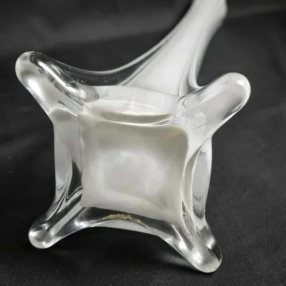 Vintage Clear Glass Floor Bud Vase 16" Tall Trumpet Stretch Flared Base Decor - Picture 5 of 9